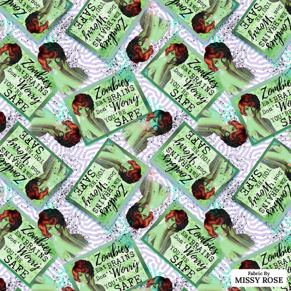 Profanity Fabric 37 - flat view of the print, zoom in for detail | Fabric by Missy Rose