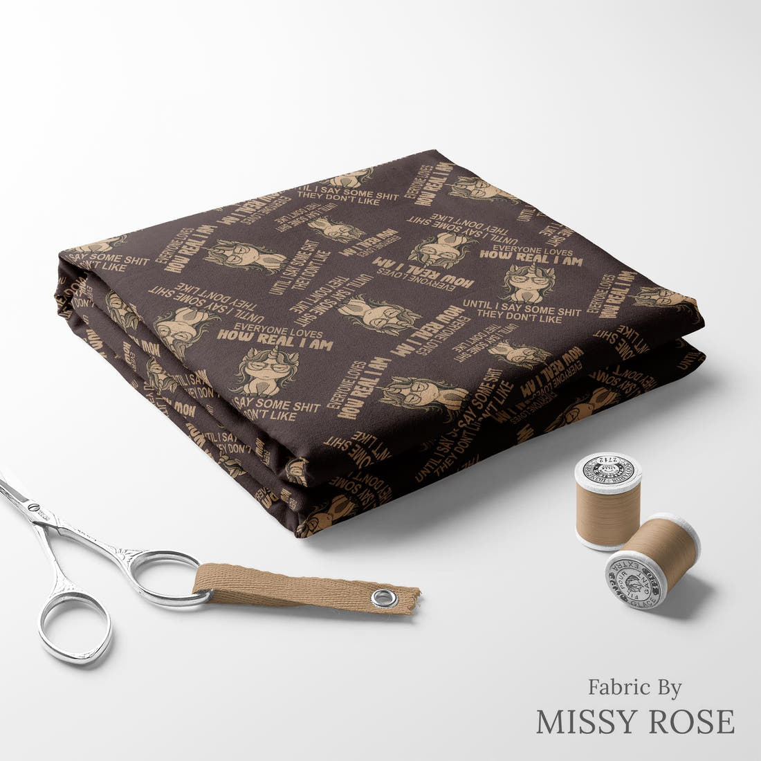 Profanity Fabric 370 folded fabric stack with matching thread - pre-order fabric Australia | Fabric by Missy Rose