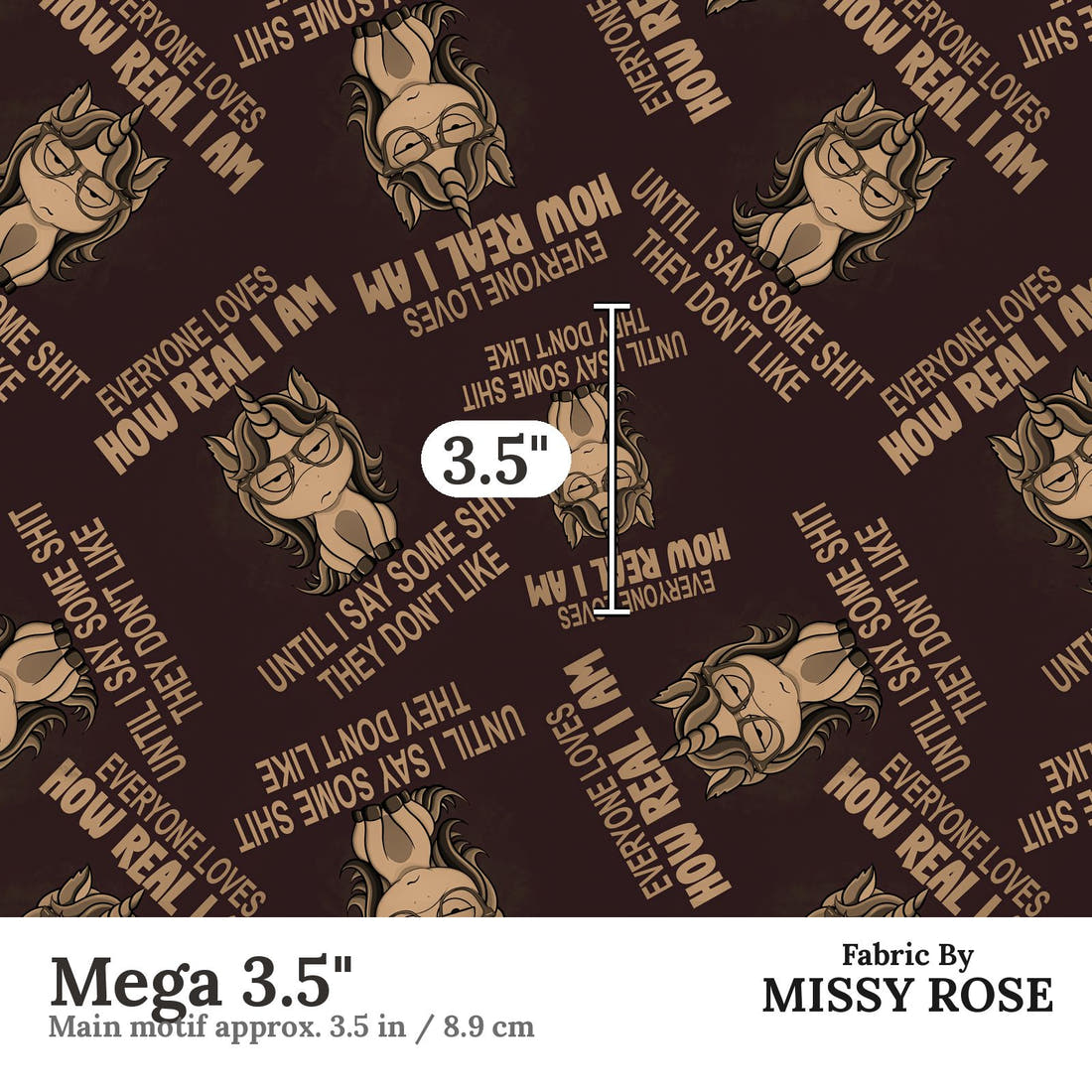 Profanity Fabric 370 Mega 3.5 inch print scale guide | Fabric by Missy Rose
