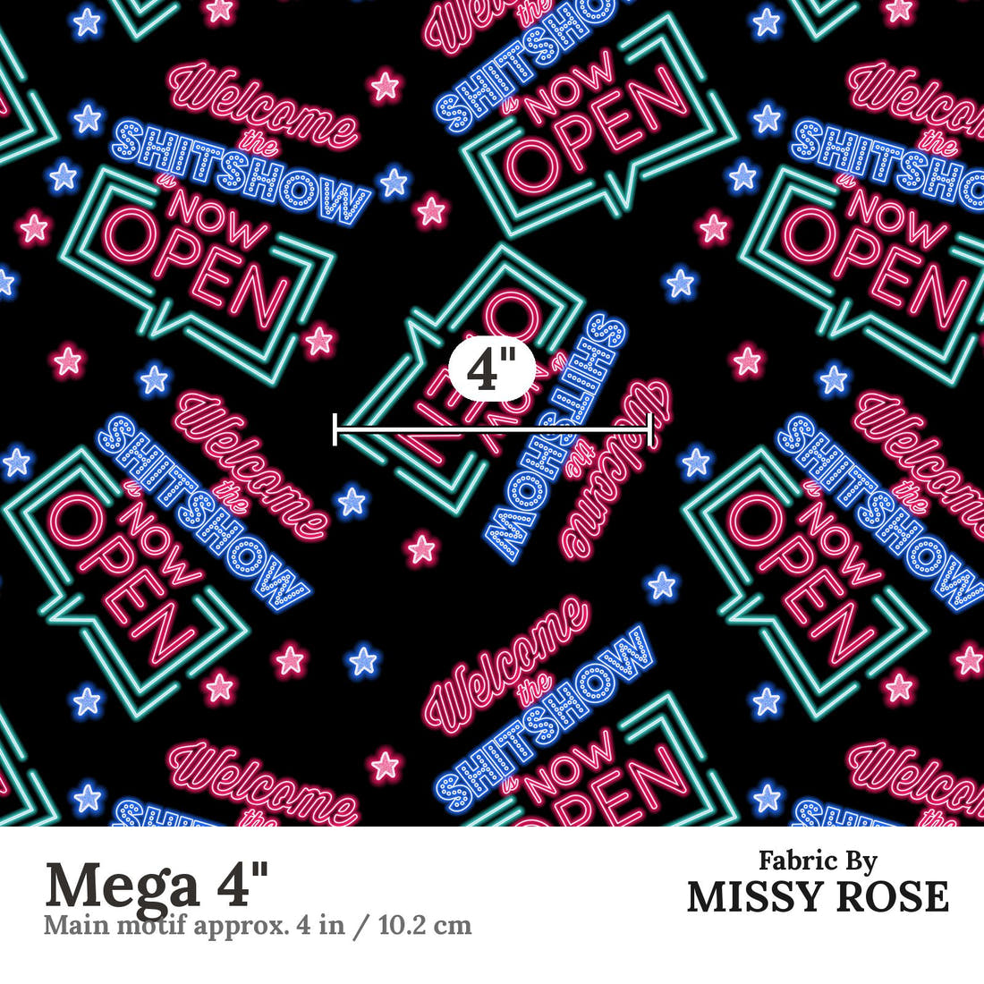 Profanity Fabric 371 Mega 4 inch print scale guide | Fabric by Missy Rose