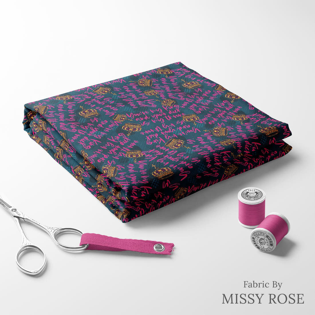 Profanity Fabric 377 folded fabric stack with matching thread - pre-order fabric Australia | Fabric by Missy Rose