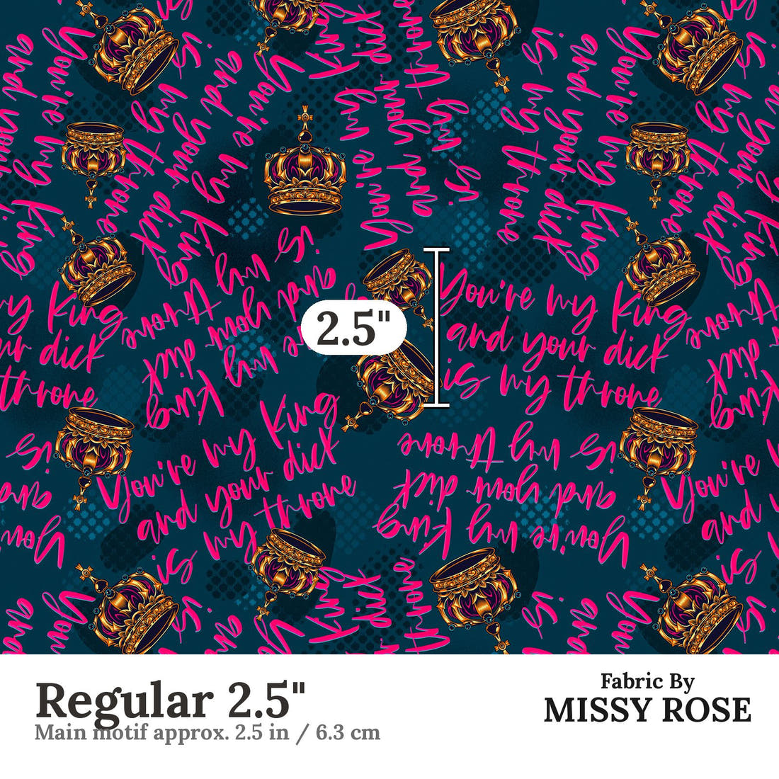 Profanity Fabric 377 Regular 2.5 inch print scale guide | Fabric by Missy Rose