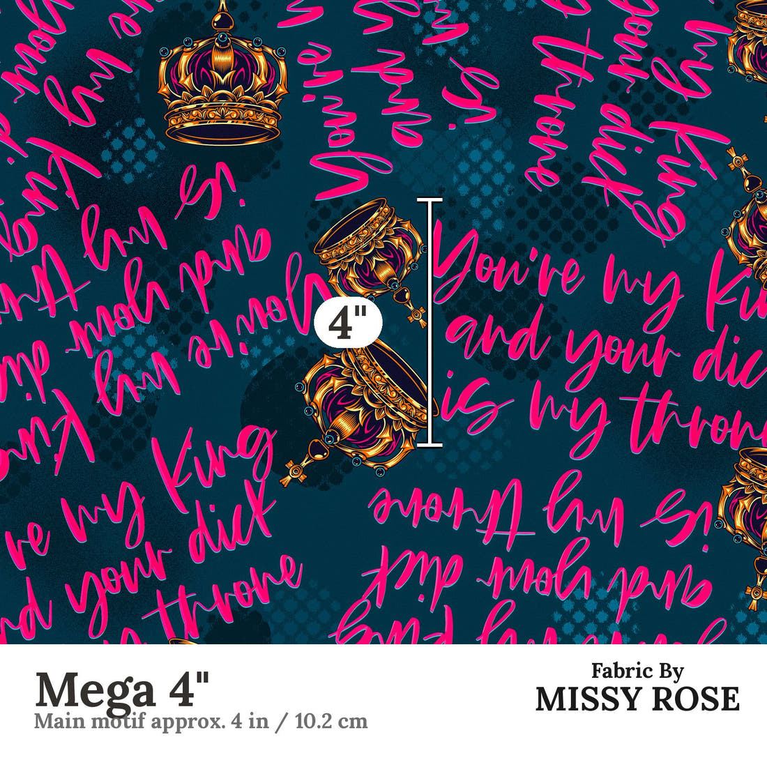 Profanity Fabric 377 Mega 4 inch print scale guide | Fabric by Missy Rose
