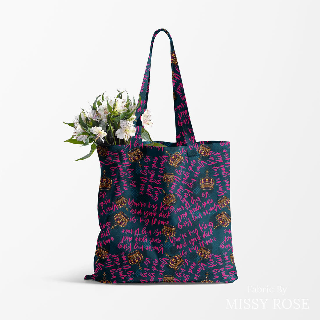 Profanity Fabric 377 made up as a tote bag - see how the print looks made up | Fabric by Missy Rose