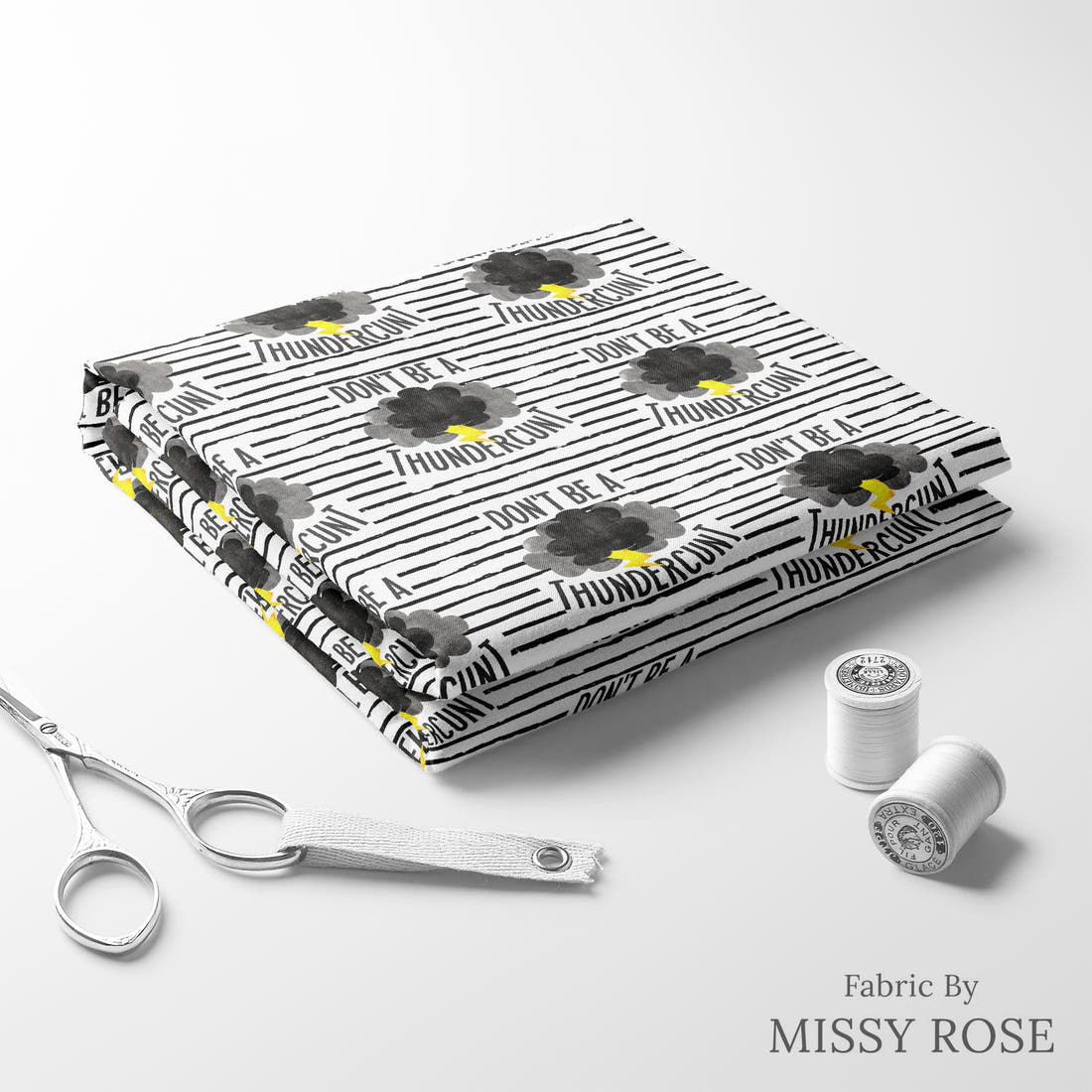 Profanity Fabric 378 folded fabric stack with matching thread - pre-order fabric Australia | Fabric by Missy Rose