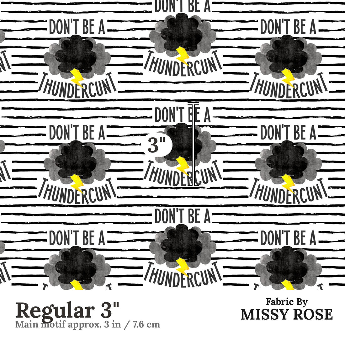 Profanity Fabric 378 Regular 3 inch print scale guide | Fabric by Missy Rose