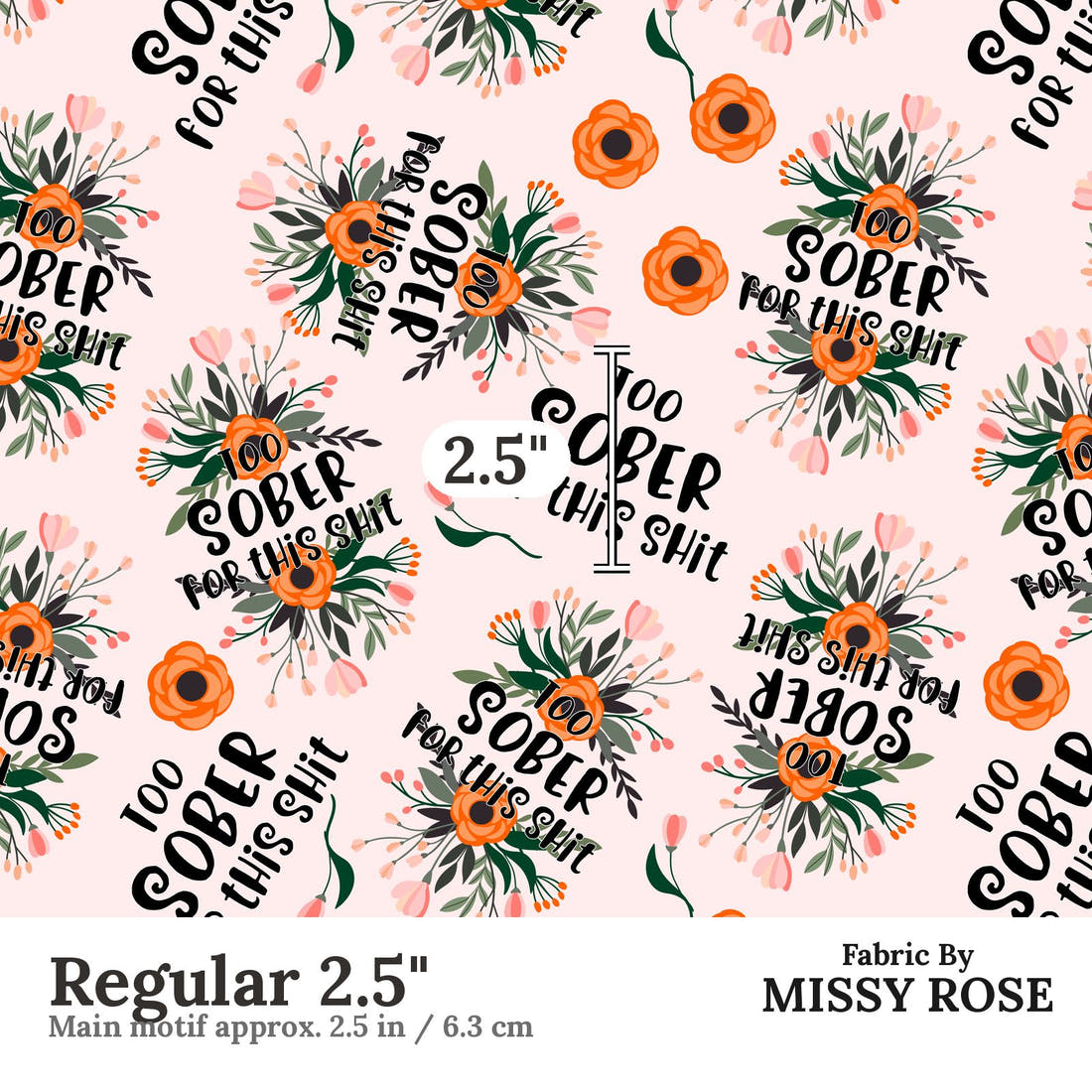 Profanity Fabric 379 Regular 2.5 inch print scale guide | Fabric by Missy Rose