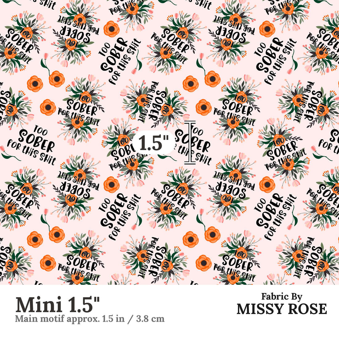 Profanity Fabric 379 Mini 1.5 inch print scale guide | Fabric by Missy Rose