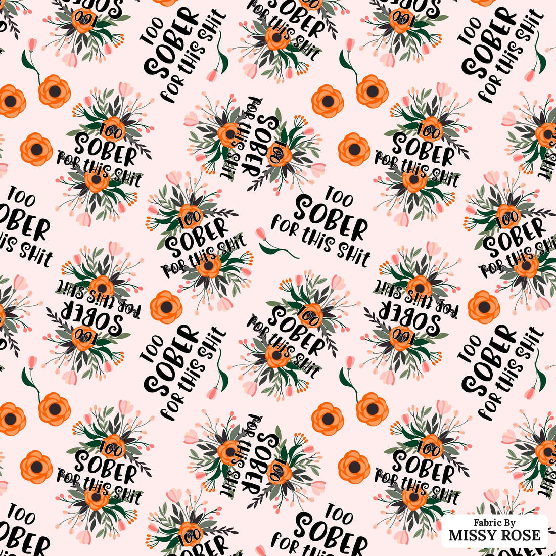 Profanity Fabric 379 - flat view of the print, zoom in for detail | Fabric by Missy Rose