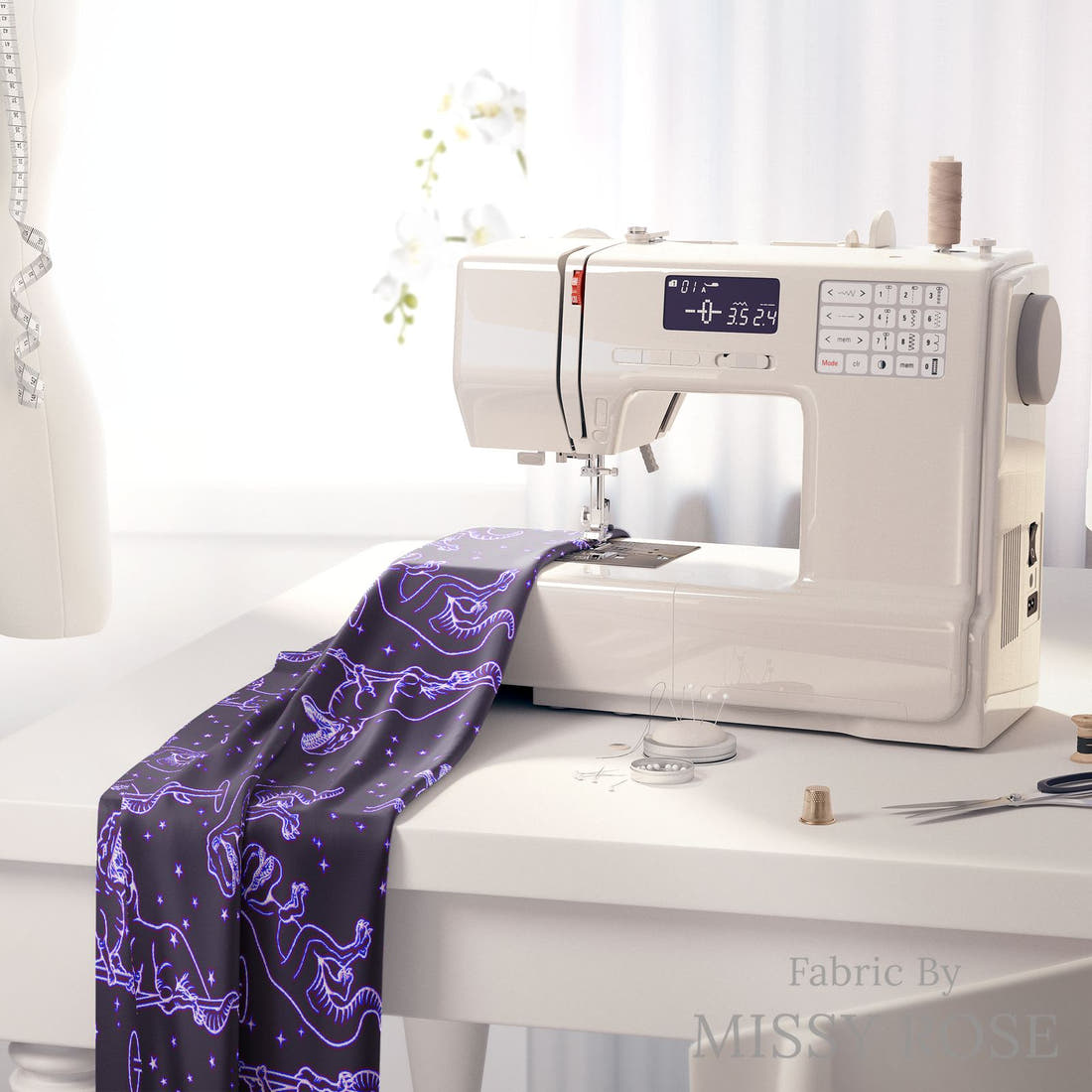 Profanity Fabric 380 on a sewing machine - premium fabric for sewing projects | Fabric by Missy Rose