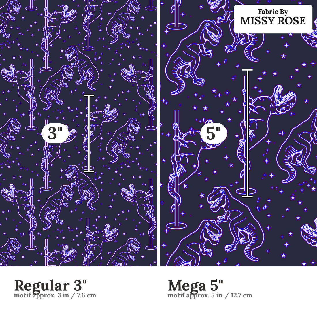 Profanity Fabric 380 Regular 3 inch vs Mega 5 inch print scale side by side | Fabric by Missy Rose