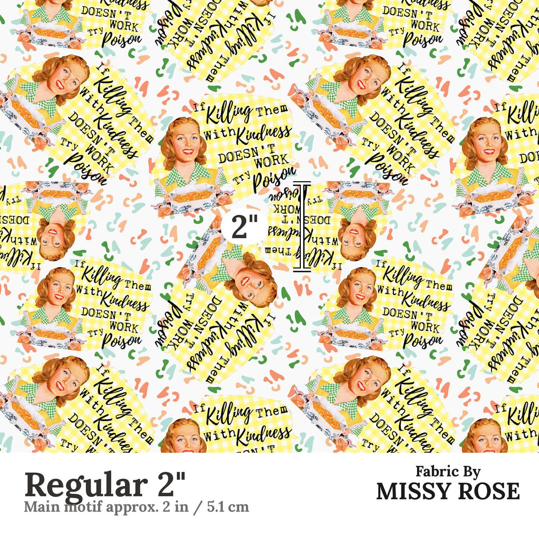 Profanity Fabric 381 Regular 2 inch print scale guide | Fabric by Missy Rose