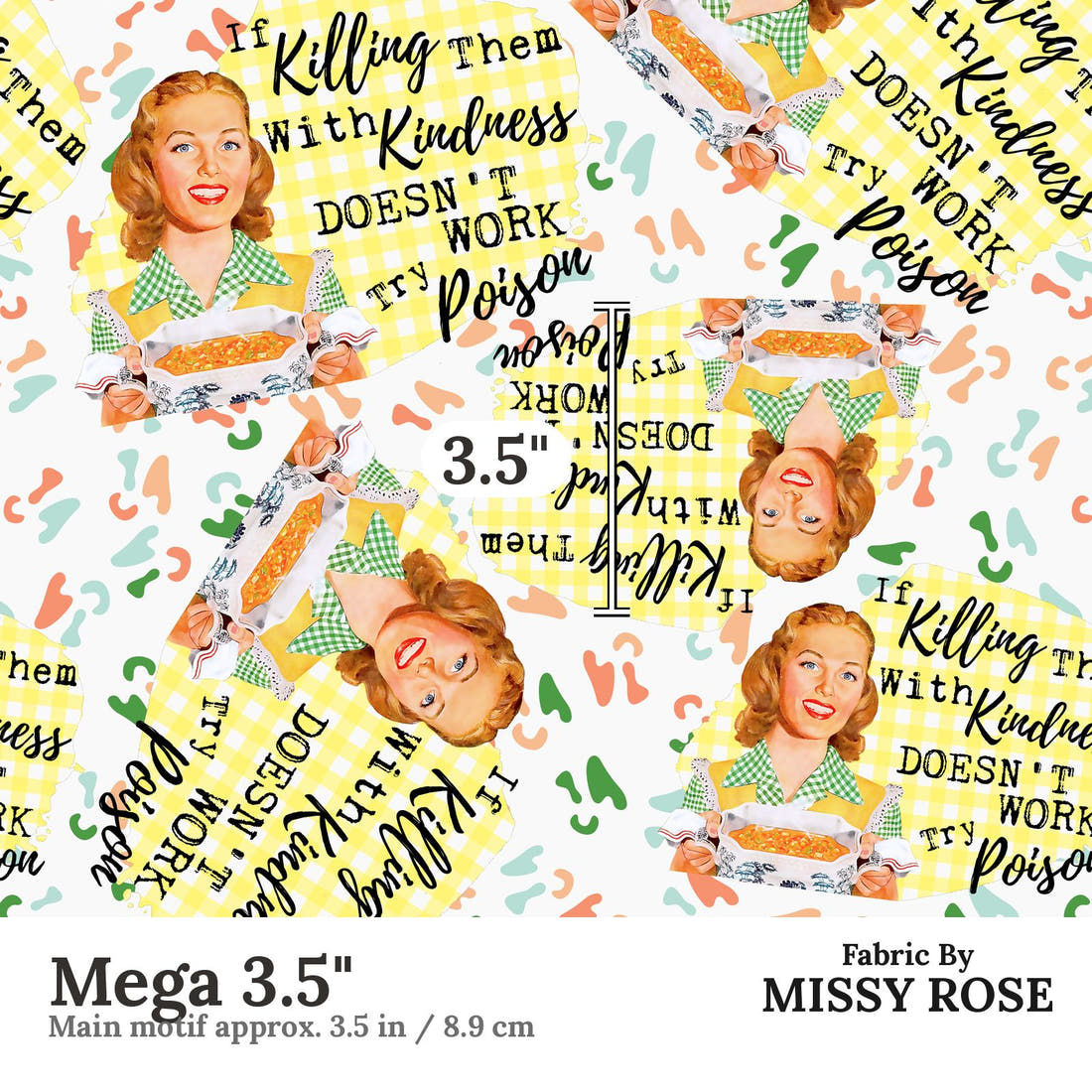 Profanity Fabric 381 Mega 3.5 inch print scale guide | Fabric by Missy Rose