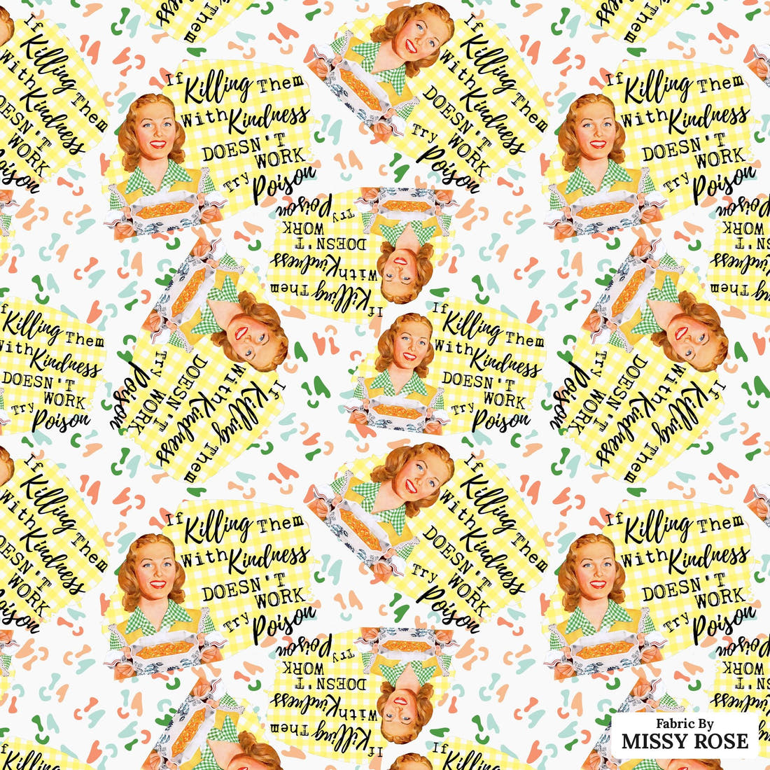Profanity Fabric 381 - flat view of the print, zoom in for detail | Fabric by Missy Rose