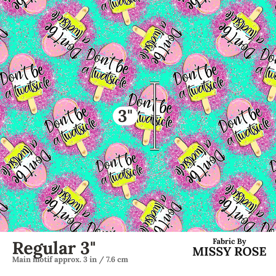 Profanity Fabric 382 Regular 3 inch print scale guide | Fabric by Missy Rose