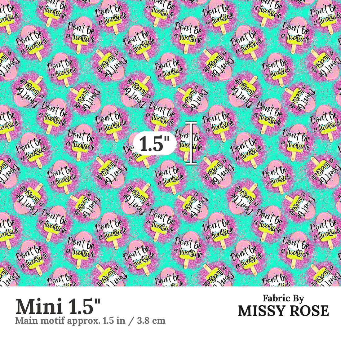 Profanity Fabric 382 Mini 1.5 inch print scale guide | Fabric by Missy Rose
