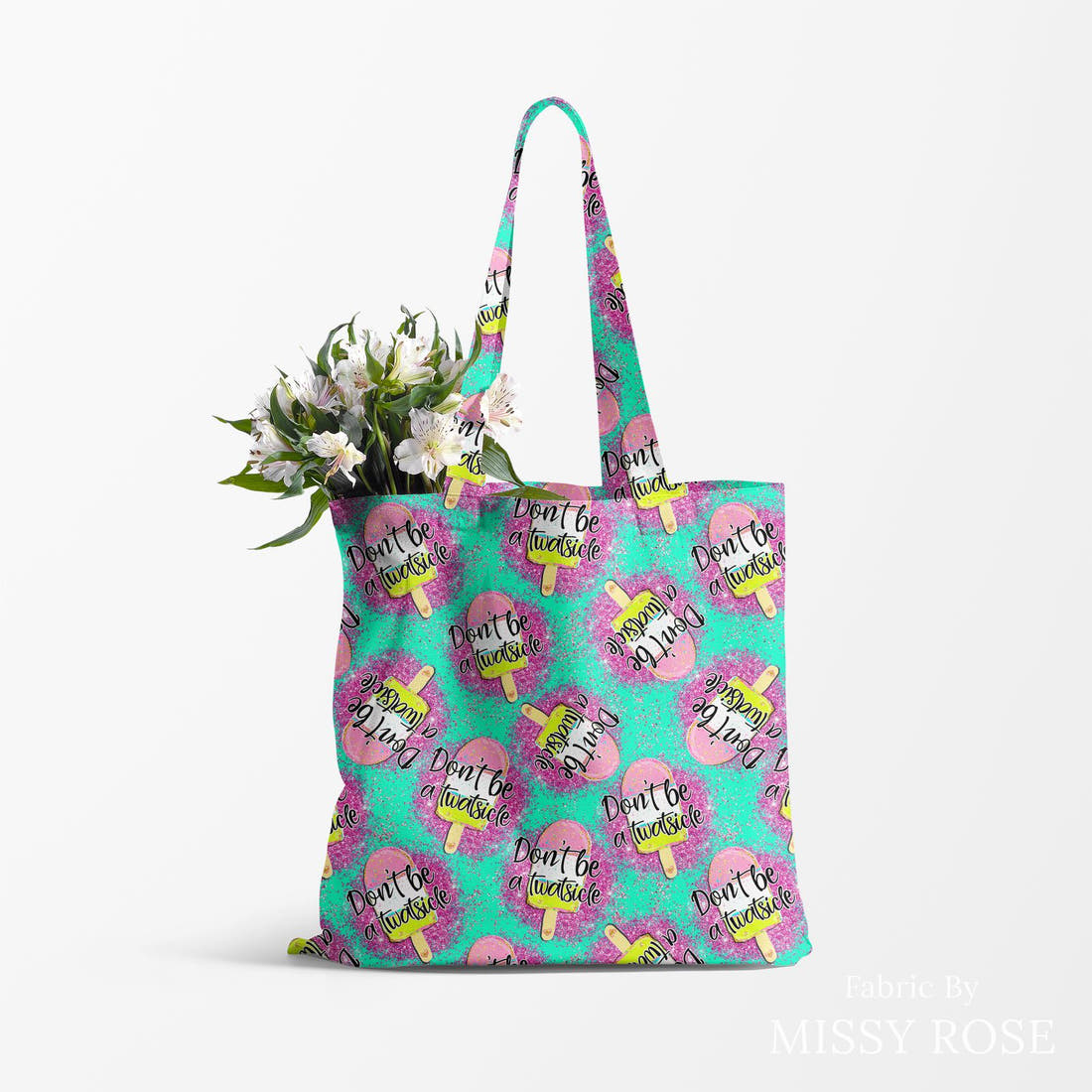 Profanity Fabric 382 made up as a tote bag - see how the print looks made up | Fabric by Missy Rose