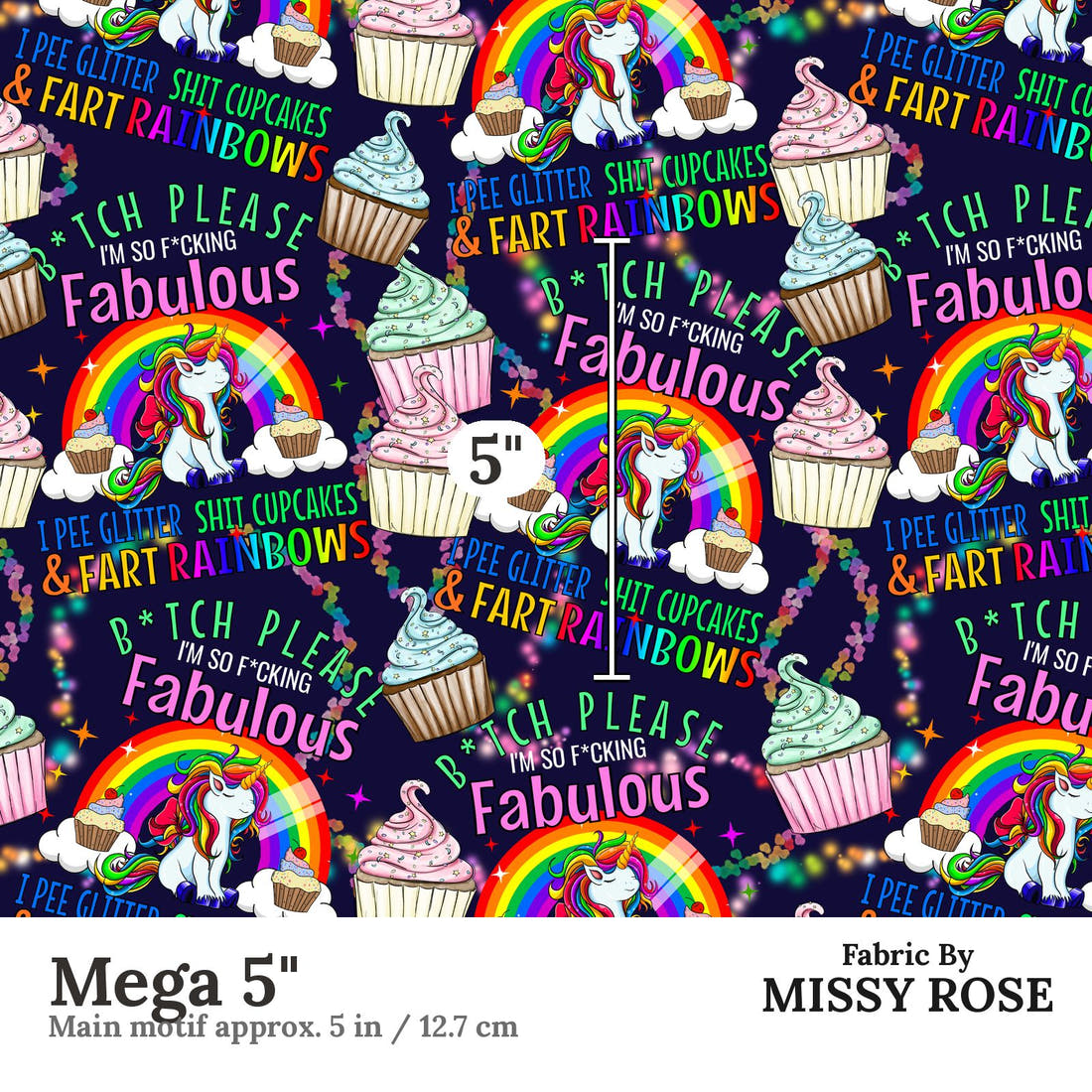 Profanity Fabric 383 Mega 5 inch print scale guide | Fabric by Missy Rose