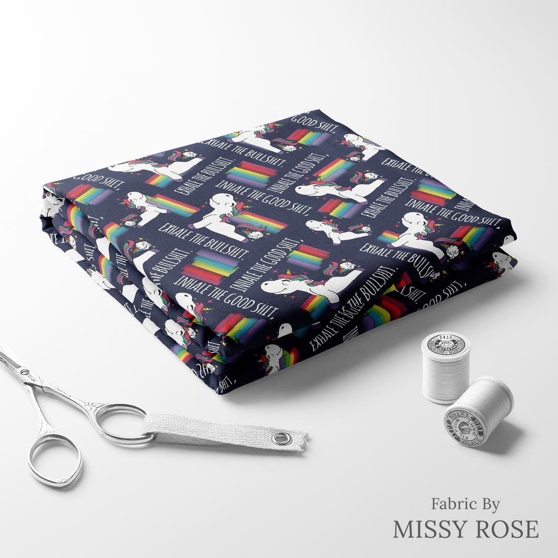 Profanity Fabric 385 folded fabric stack with matching thread - pre-order fabric Australia | Fabric by Missy Rose