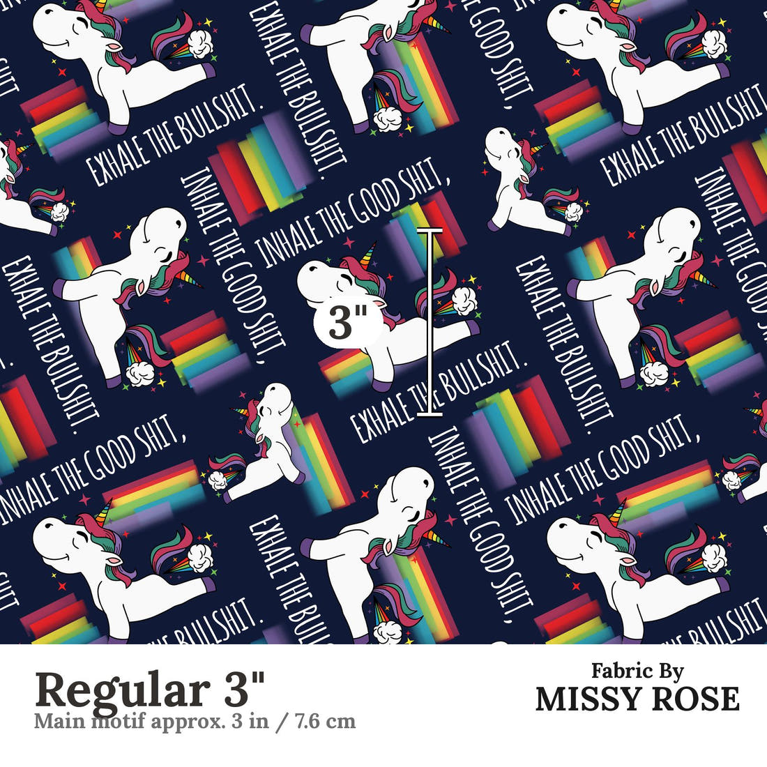 Profanity Fabric 385 Regular 3 inch print scale guide | Fabric by Missy Rose