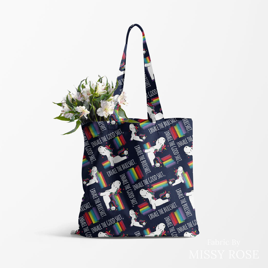 Profanity Fabric 385 made up as a tote bag - see how the print looks made up | Fabric by Missy Rose