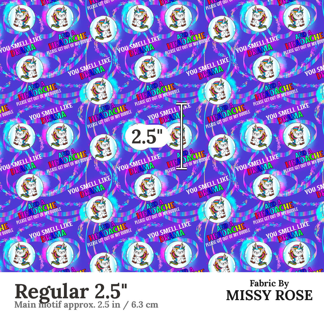 Profanity Fabric 386 Regular 2.5 inch print scale guide | Fabric by Missy Rose