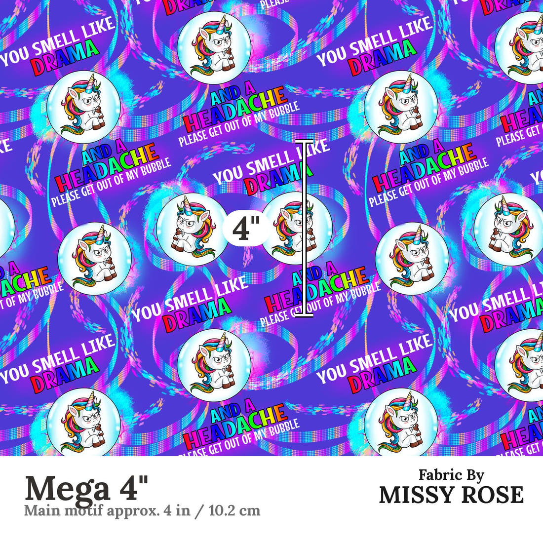 Profanity Fabric 386 Mega 4 inch print scale guide | Fabric by Missy Rose