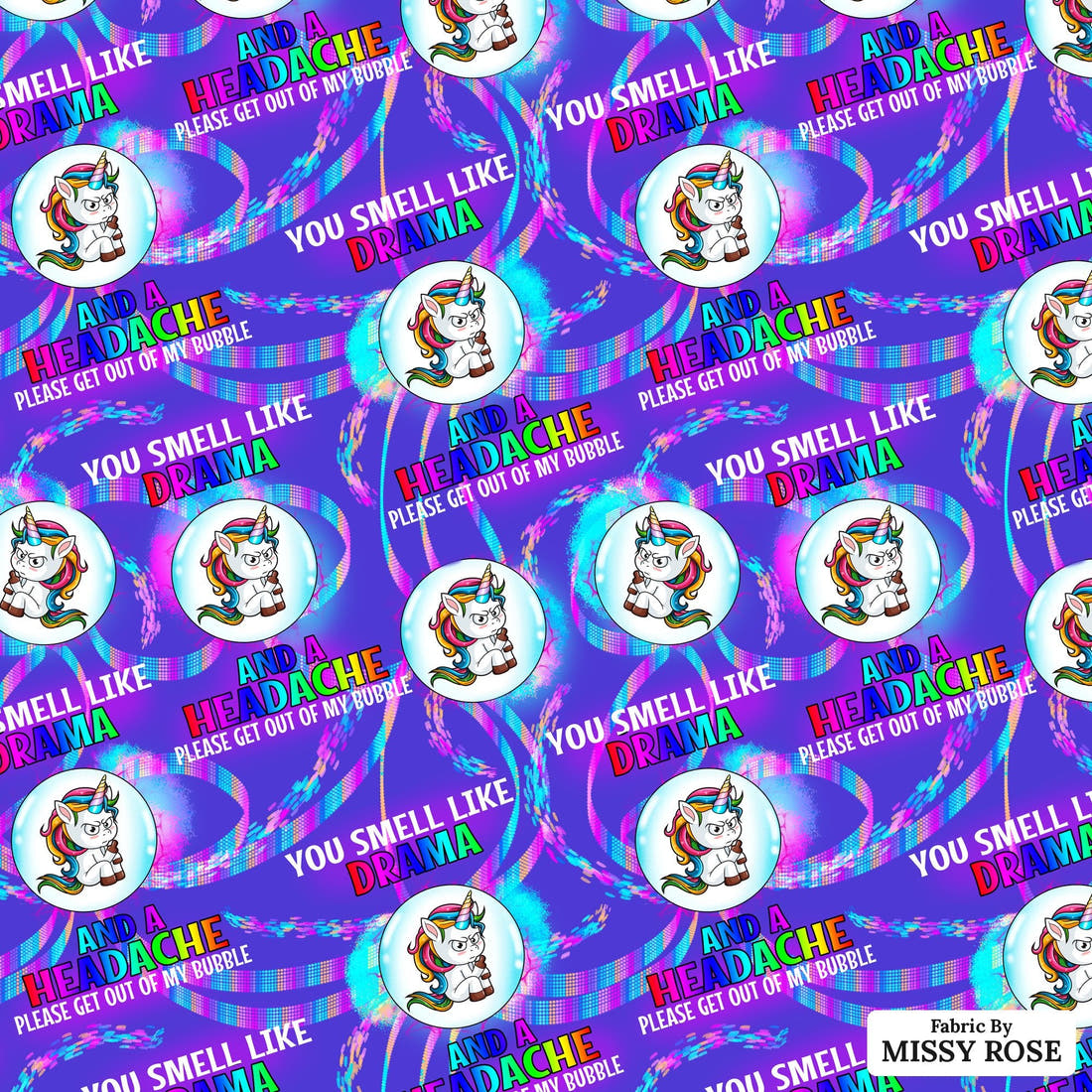 Profanity Fabric 386 - flat view of the print, zoom in for detail | Fabric by Missy Rose