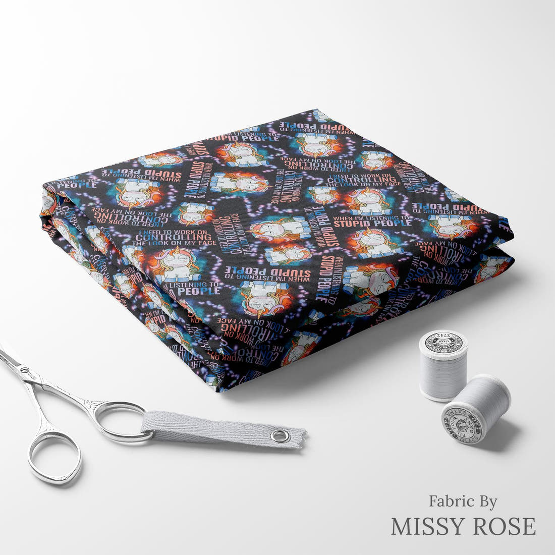 Profanity Fabric 387 folded fabric stack with matching thread - pre-order fabric Australia | Fabric by Missy Rose