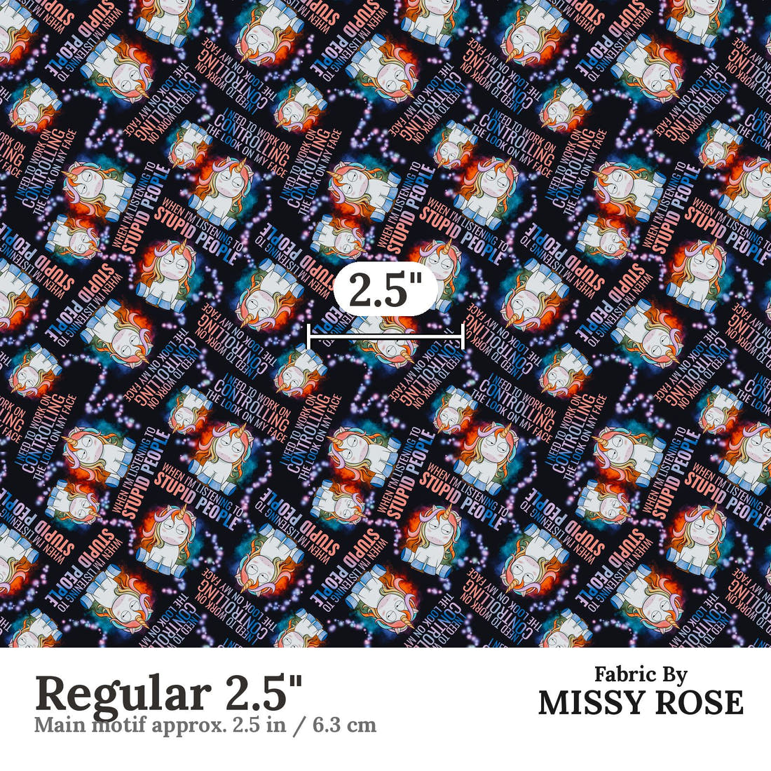 Profanity Fabric 387 Regular 2.5 inch print scale guide | Fabric by Missy Rose