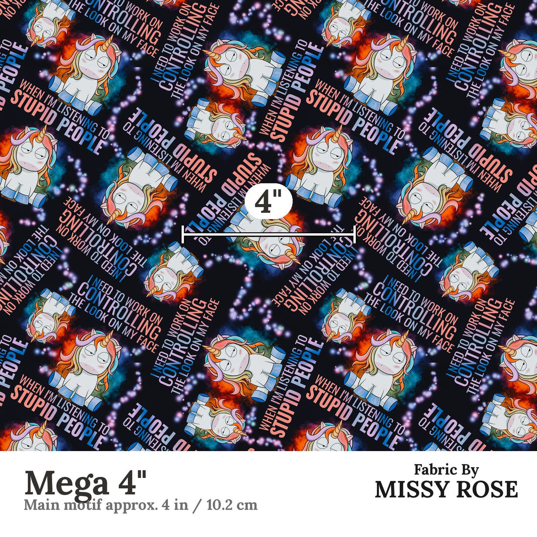 Profanity Fabric 387 Mega 4 inch print scale guide | Fabric by Missy Rose