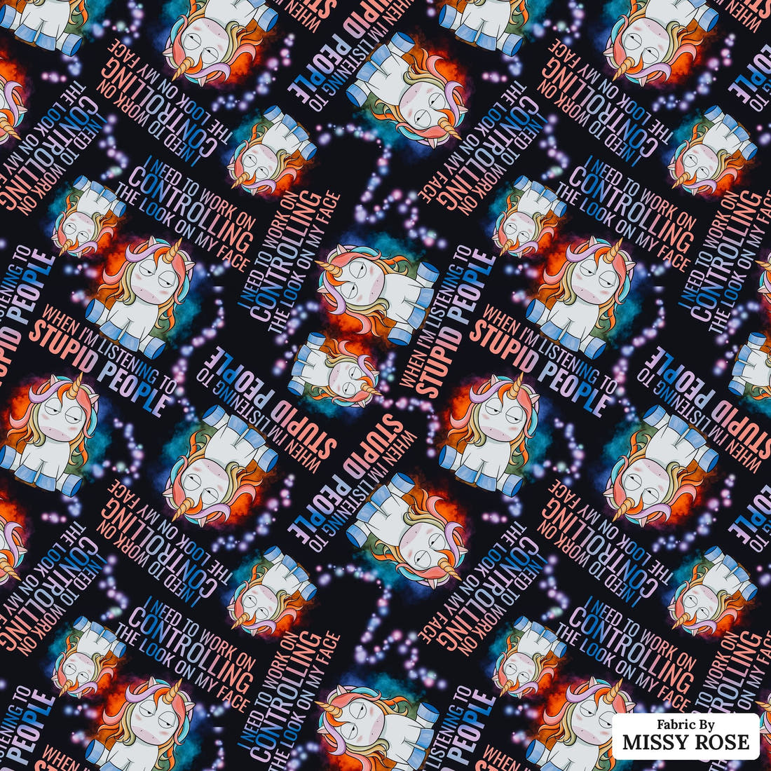 Profanity Fabric 387 - flat view of the print, zoom in for detail | Fabric by Missy Rose