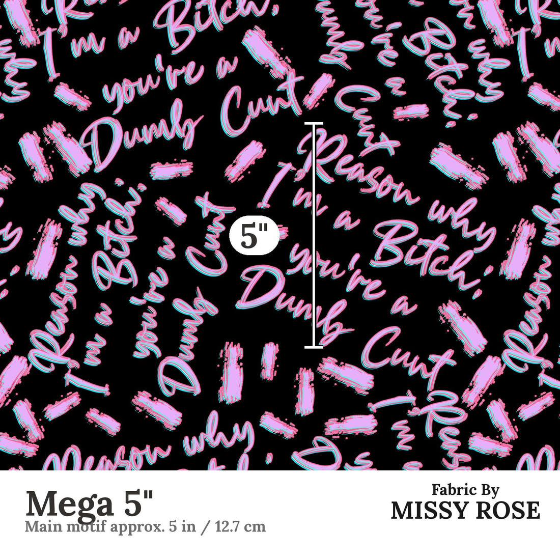 Profanity Fabric 388 Mega 5 inch print scale guide | Fabric by Missy Rose