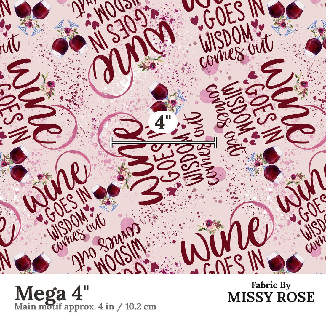 Profanity Fabric 389 Mega 4 inch print scale guide | Fabric by Missy Rose