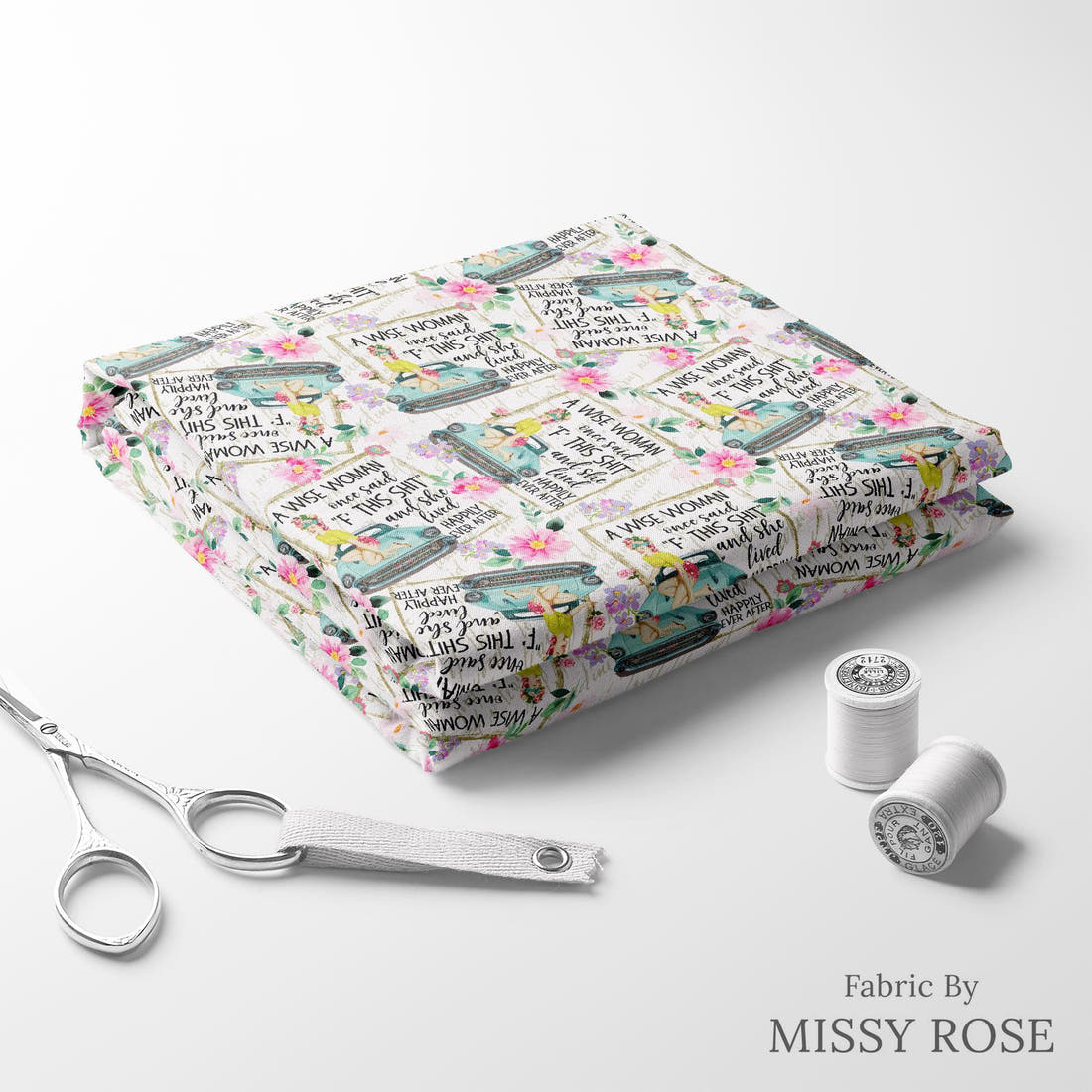 Profanity Fabric 39 folded fabric stack with matching thread - pre-order fabric Australia | Fabric by Missy Rose