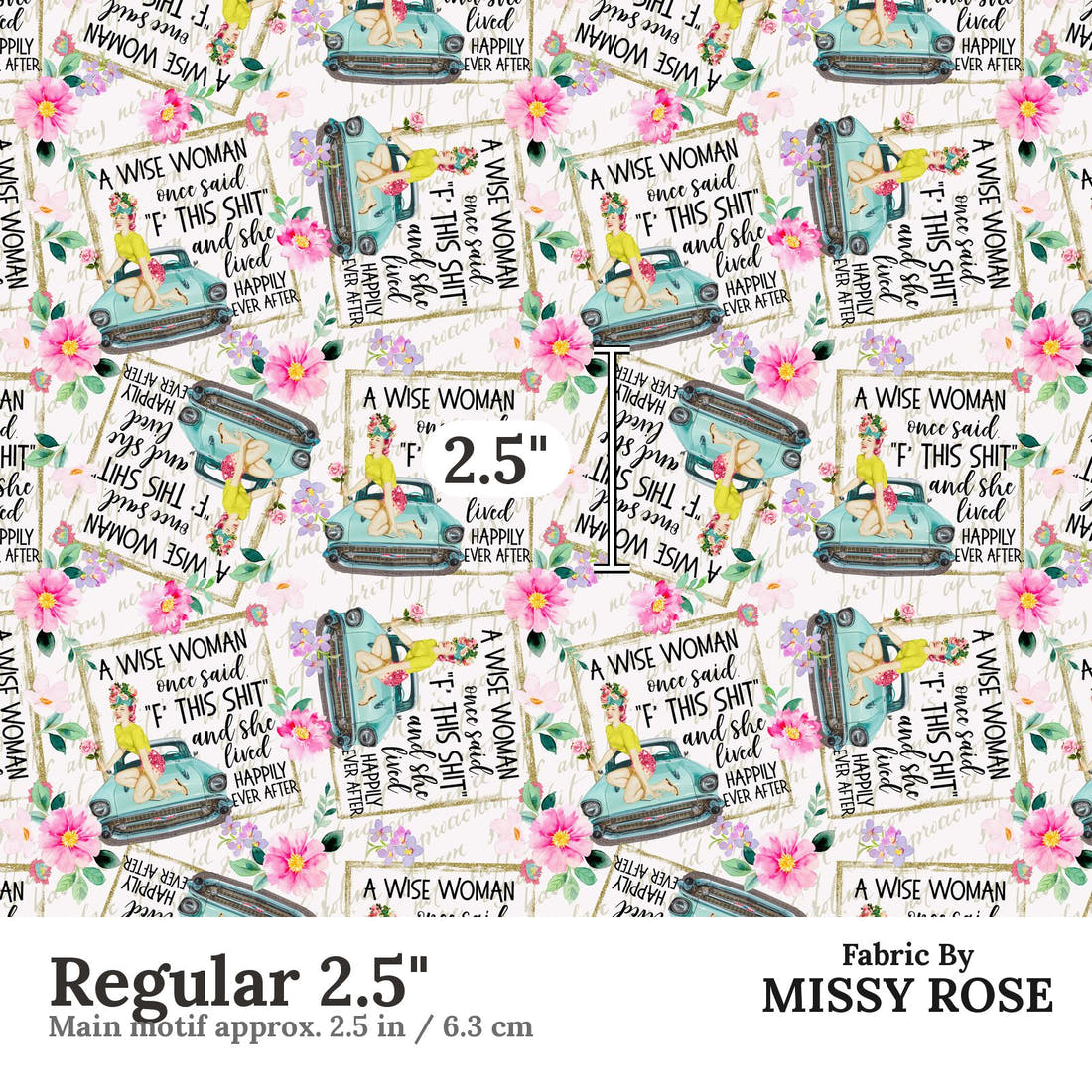 Profanity Fabric 39 Regular 2.5 inch print scale guide | Fabric by Missy Rose