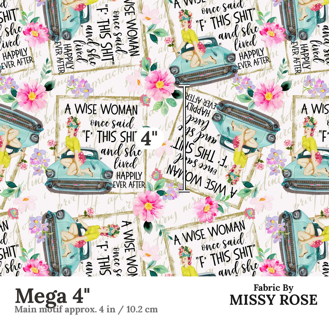 Profanity Fabric 39 Mega 4 inch print scale guide | Fabric by Missy Rose