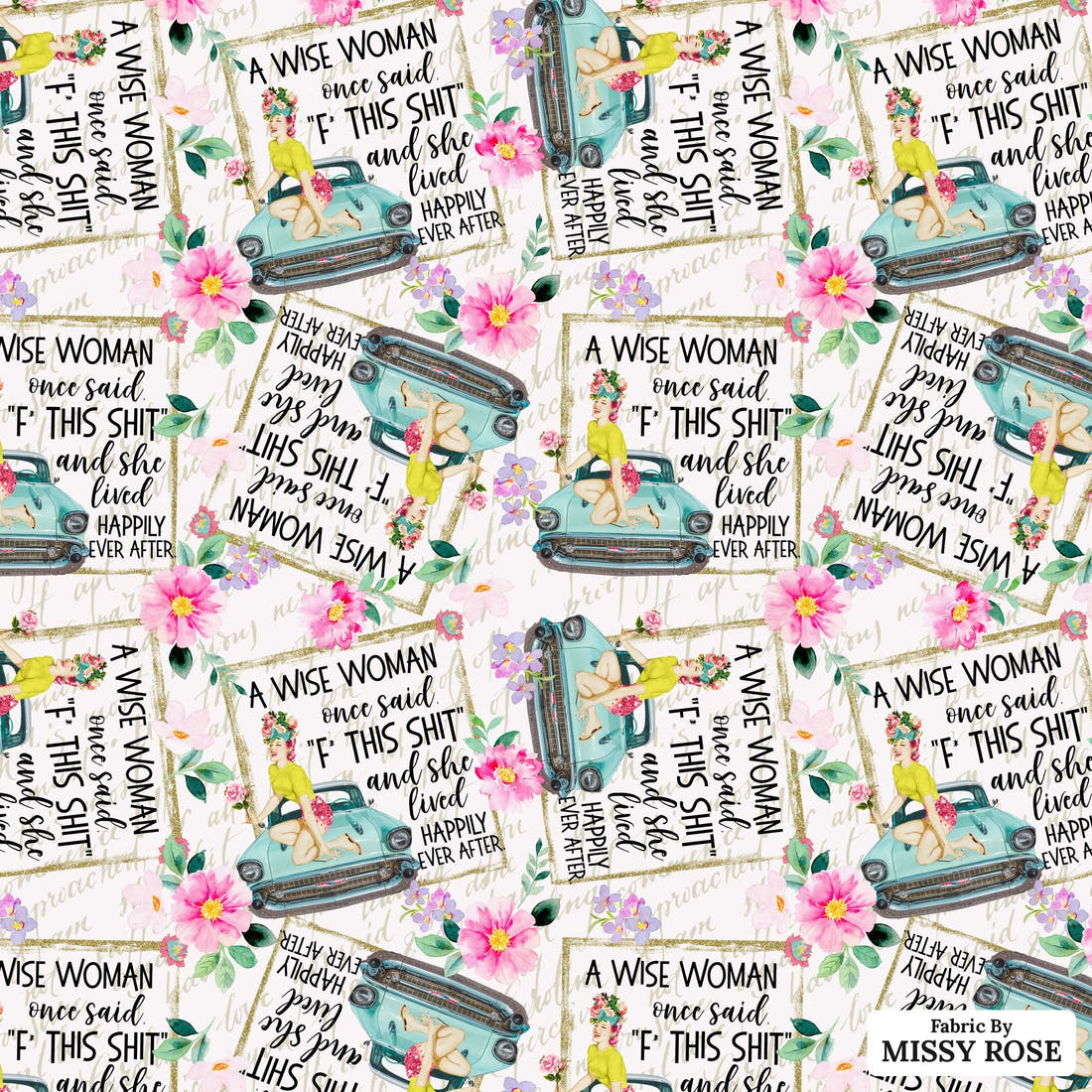 Profanity Fabric 39 - flat view of the print, zoom in for detail | Fabric by Missy Rose