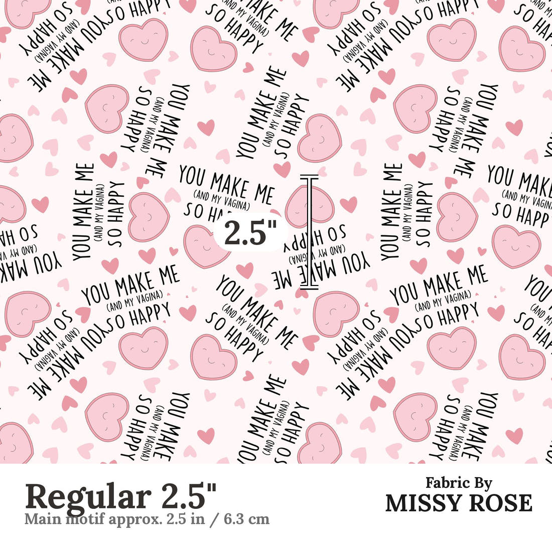 Profanity Fabric 390 Regular 2.5 inch print scale guide | Fabric by Missy Rose