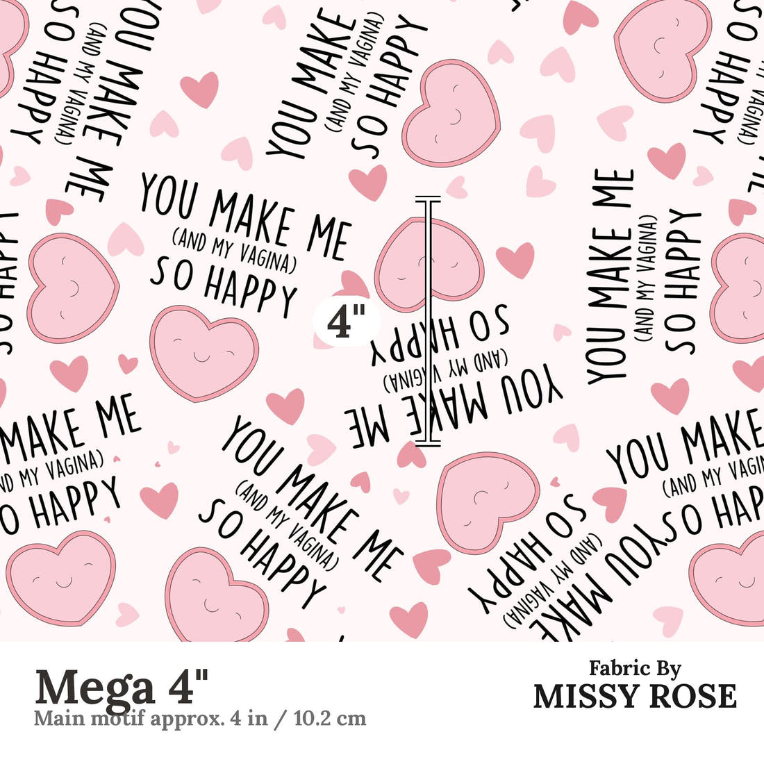 Profanity Fabric 390 Mega 4 inch print scale guide | Fabric by Missy Rose