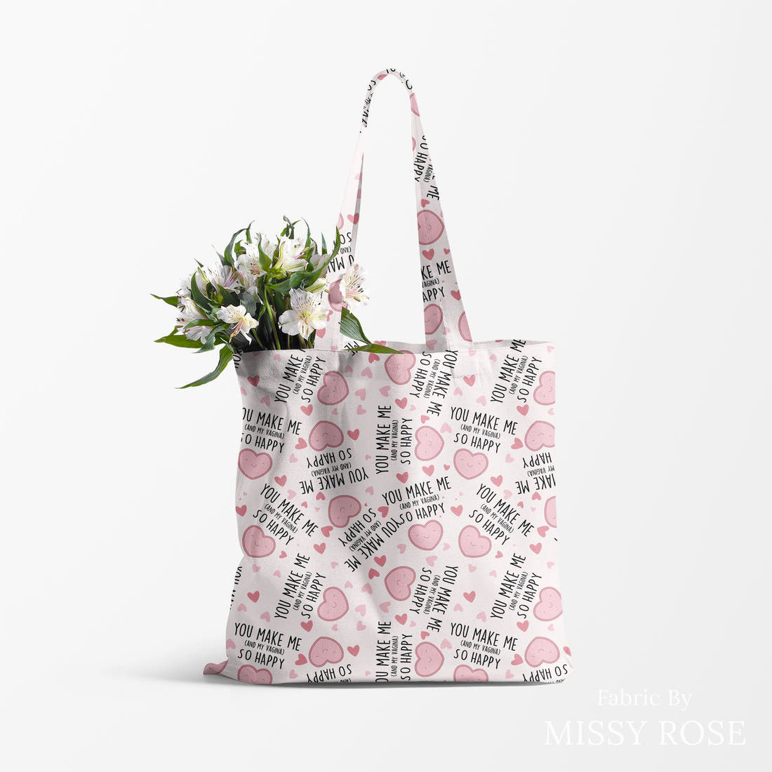 Profanity Fabric 390 made up as a tote bag - see how the print looks made up | Fabric by Missy Rose