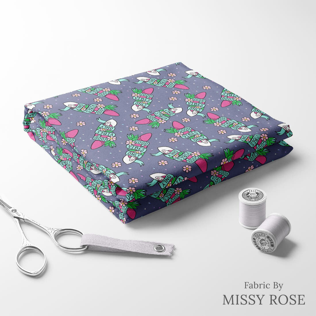 Profanity Fabric 391 folded fabric stack with matching thread - pre-order fabric Australia | Fabric by Missy Rose