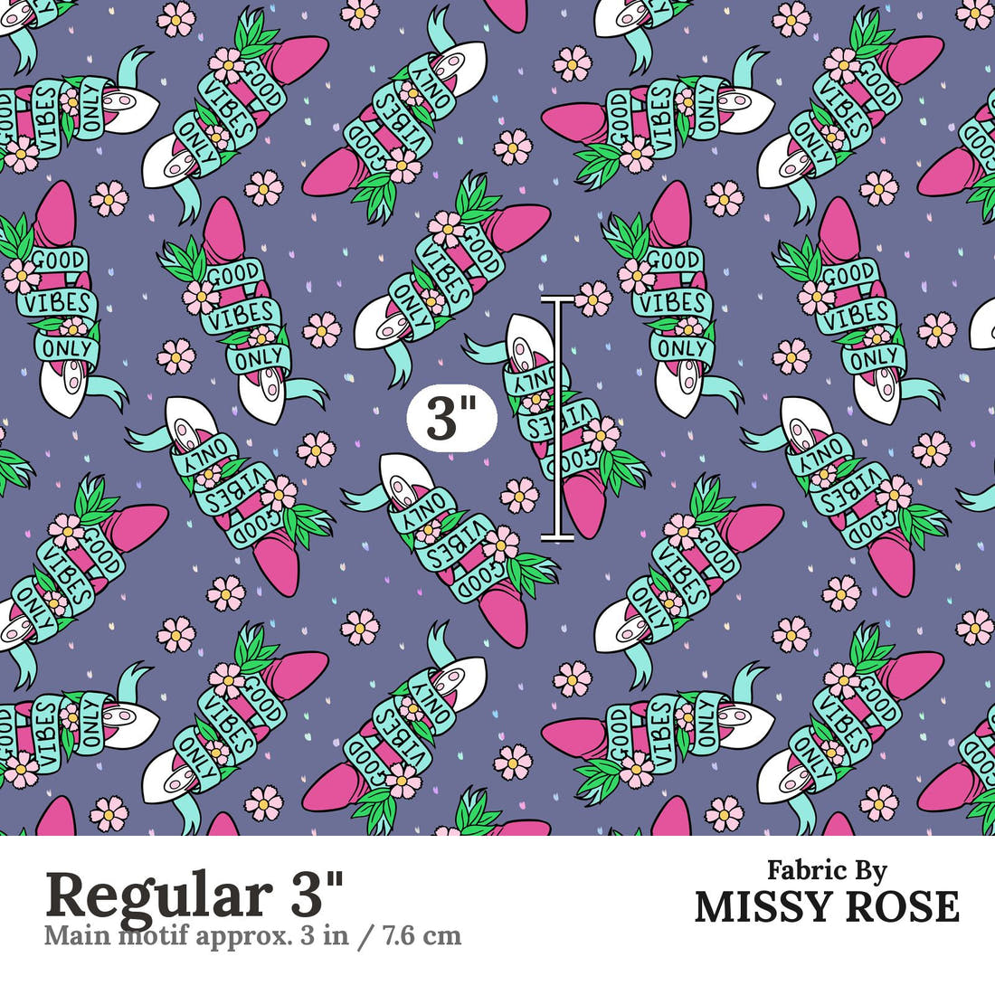 Profanity Fabric 391 Regular 3 inch print scale guide | Fabric by Missy Rose