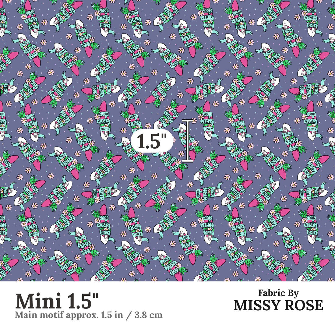 Profanity Fabric 391 Mini 1.5 inch print scale guide | Fabric by Missy Rose
