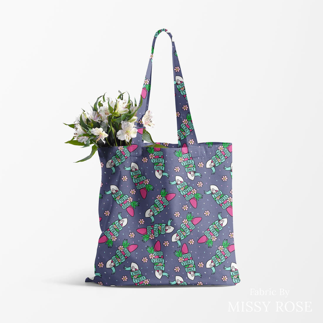 Profanity Fabric 391 made up as a tote bag - see how the print looks made up | Fabric by Missy Rose