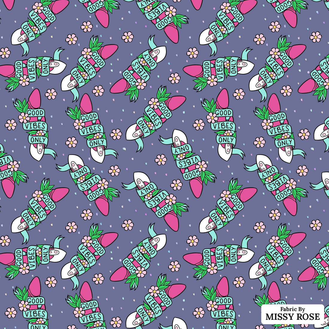 Profanity Fabric 391 - flat view of the print, zoom in for detail | Fabric by Missy Rose