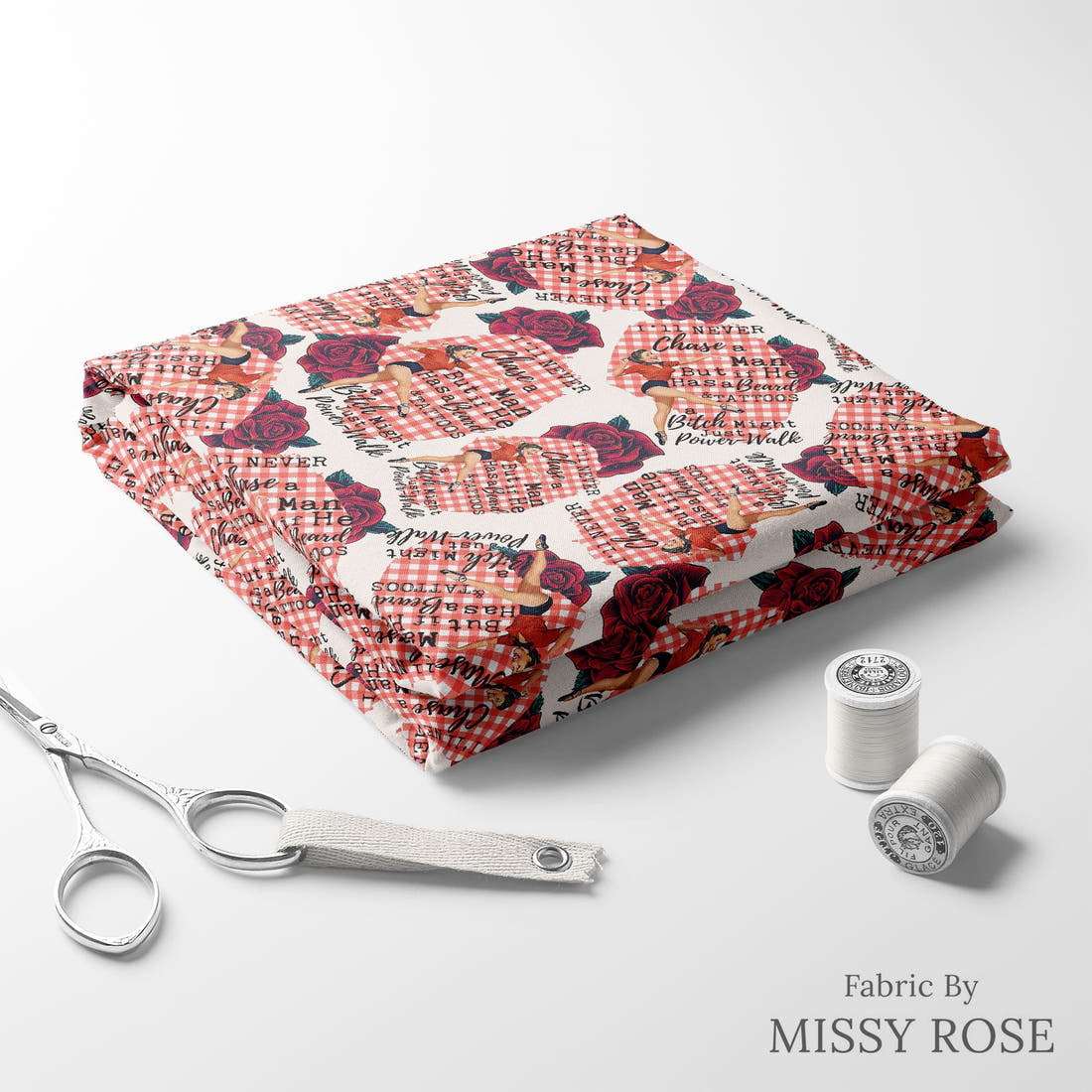 Profanity Fabric 392 folded fabric stack with matching thread - pre-order fabric Australia | Fabric by Missy Rose