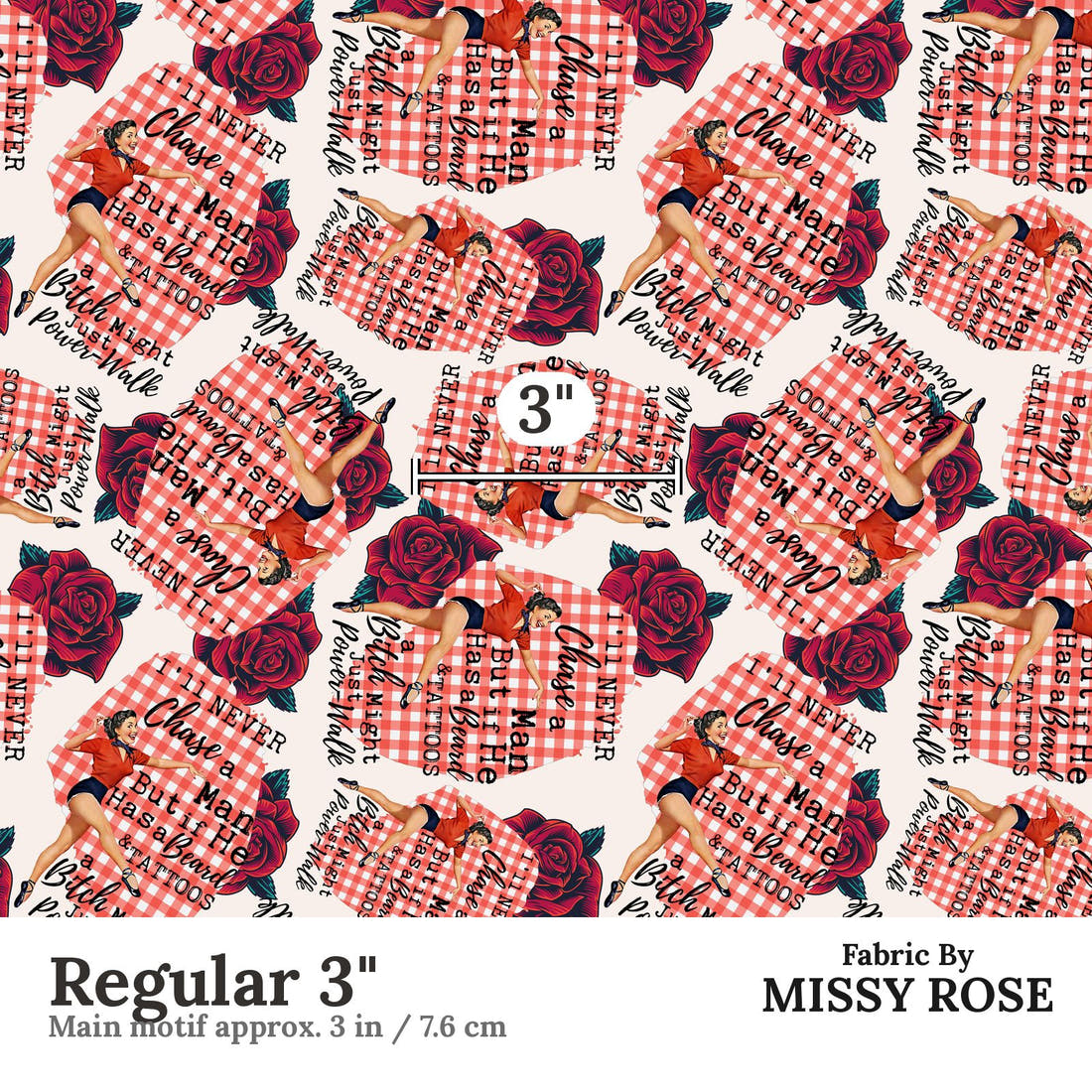 Profanity Fabric 392 Regular 3 inch print scale guide | Fabric by Missy Rose