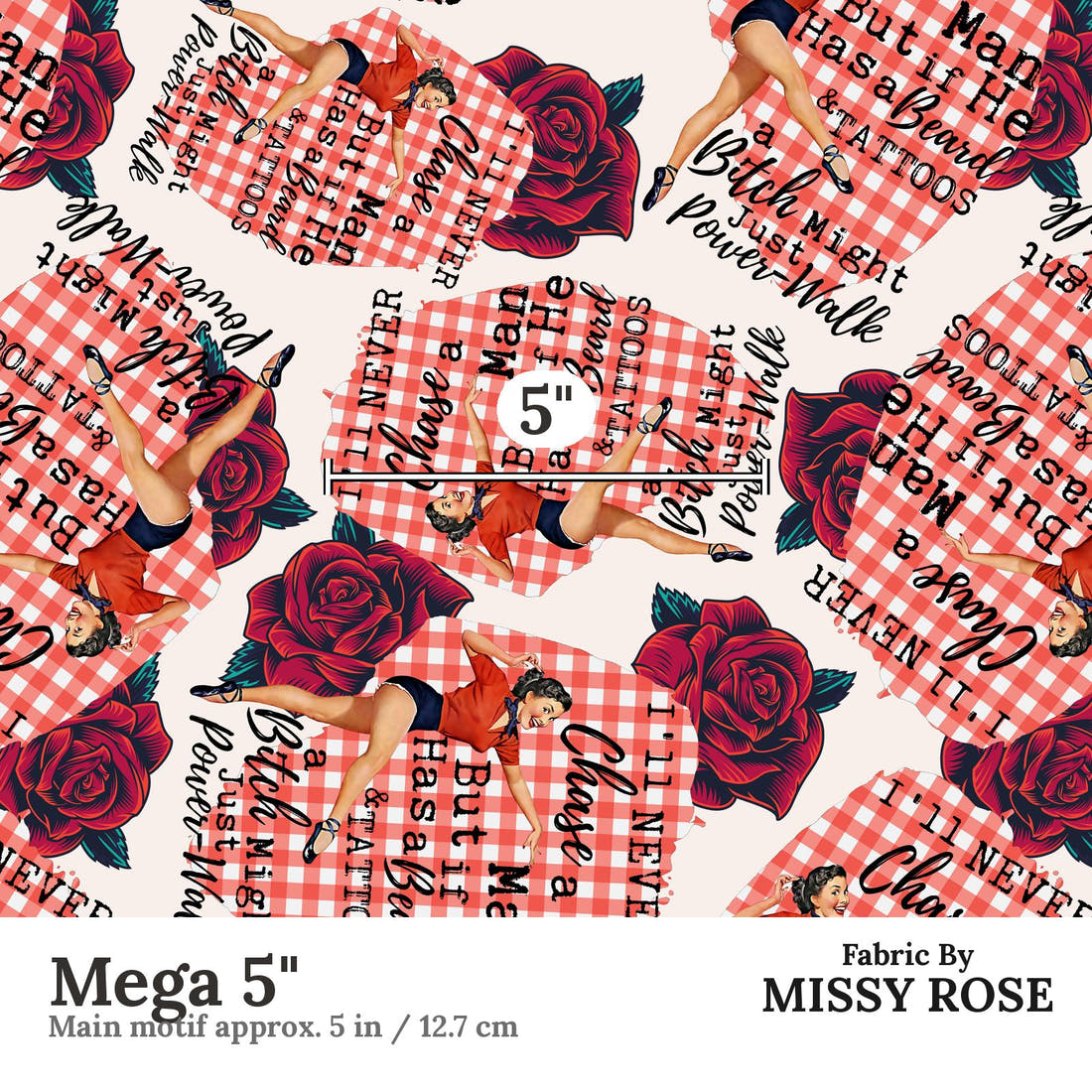 Profanity Fabric 392 Mega 5 inch print scale guide | Fabric by Missy Rose