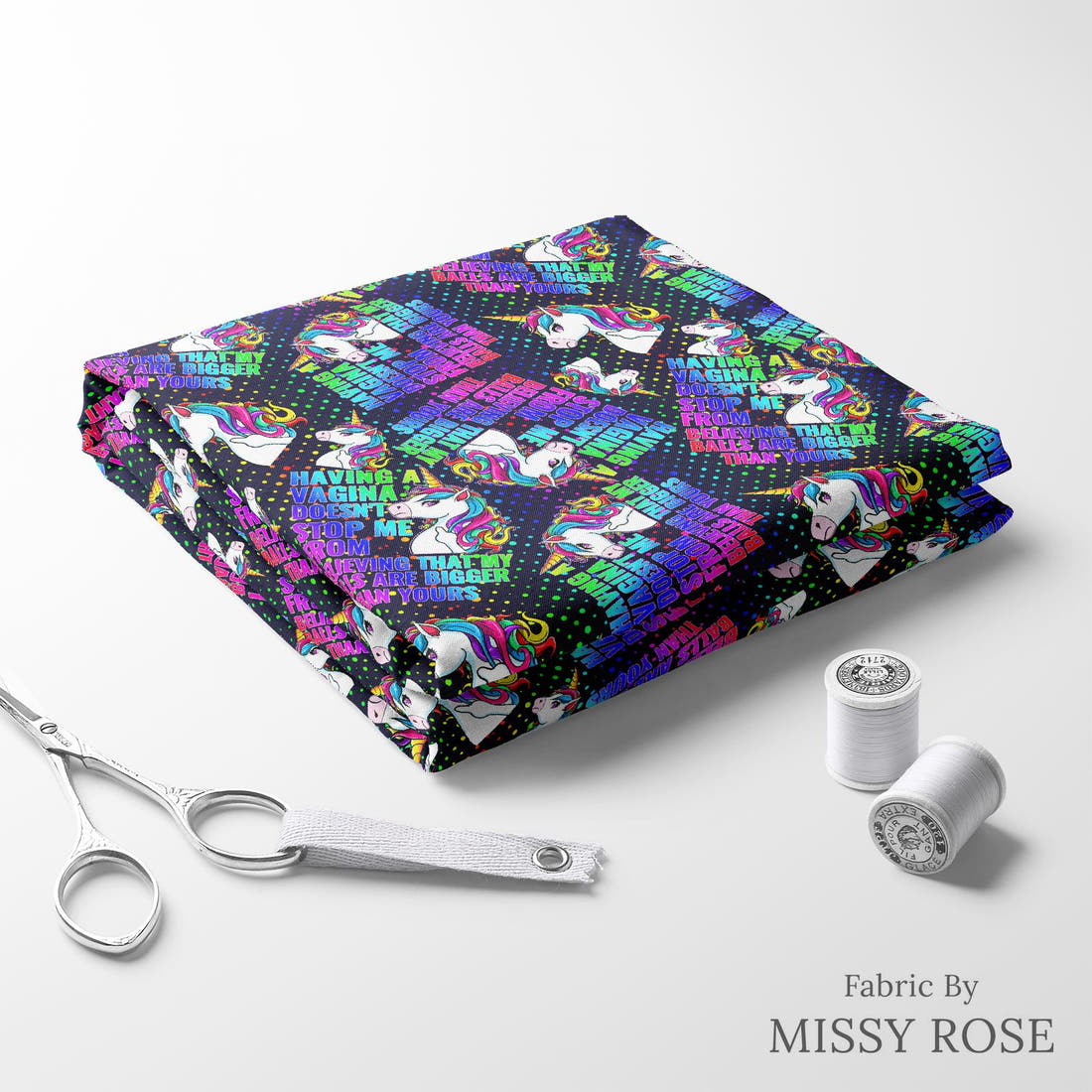Profanity Fabric 395 folded fabric stack with matching thread - pre-order fabric Australia | Fabric by Missy Rose